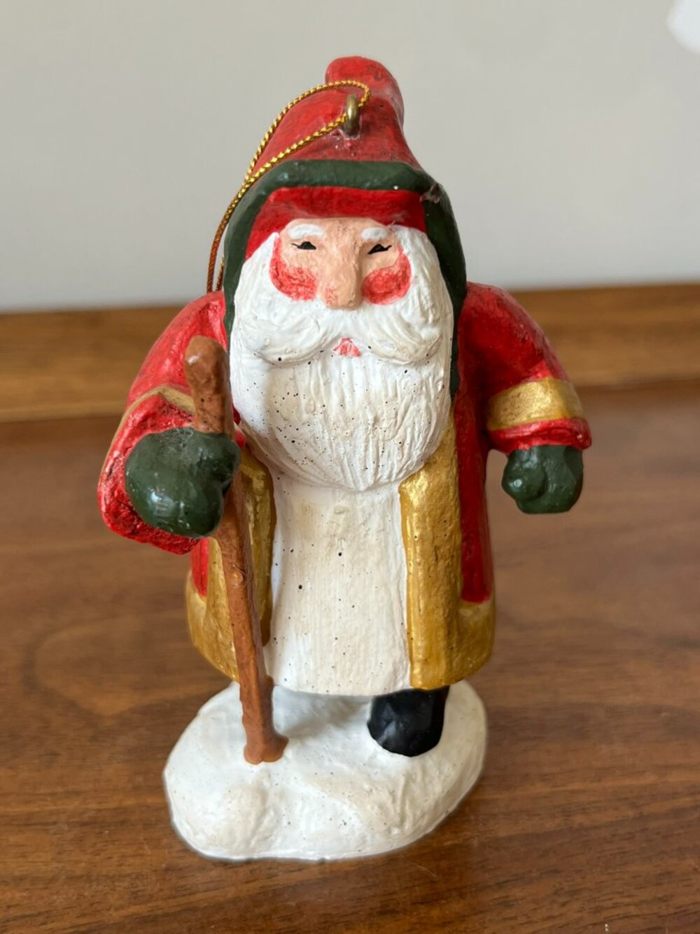 House of Hatten Santa Claus Walking Stick Ornament 1996 St Nick D. Calla Vintage